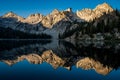 Mesmerizing view of the reflection of the Sawtooth Mountains in the  Alice Lake Royalty Free Stock Photo