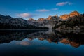 Mesmerizing view of the reflection of the Sawtooth Mountains in the  Alice Lake Royalty Free Stock Photo