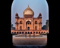 A mesmerizing view of safdarjung tomb memorial from the main gate,entrance at winter morning