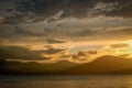 Mesmerizing view of the sunset sky over the Loch Lomond in Scotland Royalty Free Stock Photo