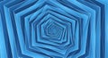 Abstract blue geometric tunnel illusion with repeating hexagonal patterns and deep perspective Royalty Free Stock Photo