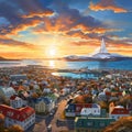 Mesmerizing visual feast capturing the essence of Reykjavik's vibrant energy