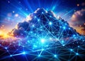A mesmerizing visual representation of interconnected data streams showcasing the intricate network of cloud computing Royalty Free Stock Photo