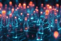 A mesmerizing visualization of AI-powered cybersecurity, featuring glowing holographic firewall