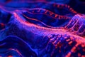 A mesmerizing visualization of futuristic data streams flowing through a high-tech neural matrix.