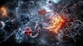A mesmerizing visualization of genetic diversity in microscopic cells laboratory setting abstract art scientific environment