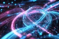A mesmerizing visualization of quantum energy fields, forming intricate patterns of glowing
