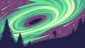 Mesmerizing Vortex of Green Aurora Over Forest, vector design Generative AI Royalty Free Stock Photo