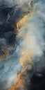 Abstract Aerial Photograph: Blue And Gold Clouds In Atmospheric Abstraction