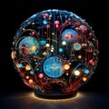 Mesmerizing Wallpaper of a Surreal World with Colorful Globes and Global Business Hubs Royalty Free Stock Photo