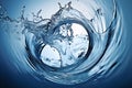 .Mesmerizing Water Vortex, Abstract Splash in Vibrant Aqua Hues Royalty Free Stock Photo
