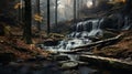 Autumn Forest Waterfall: Moody And Tranquil Scenes In Layered Landscapes