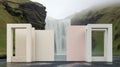 Minimalist Baroque Architecture Forms In Skogafoss With Soft Colored Installations