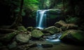 Exquisite waterfall captivates with its charm in the deep forest Creating using generative AI tools Royalty Free Stock Photo