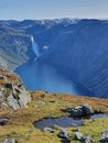 Mesmerizing waterfall and river on a sunny day in summer