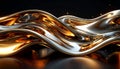 Dynamic Gold and Chrome Fluid Wave Abstract Royalty Free Stock Photo