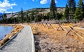 Beautiful hiking trail with mountains and lakes