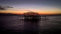 Mesmerizng view of the Brighton West Pier at sunset in the United Kingdom Royalty Free Stock Photo