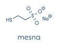 Mesna cancer chemotherapy adjuvant and mucolytic drug molecule. Skeletal formula.