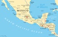 Mesoamerica, political map, pre Columbian region and cultural area Royalty Free Stock Photo