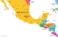 Mesoamerica, pre Columbian region and cultural area, multi colored map Royalty Free Stock Photo