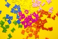 The mess of colored alphabetic letters