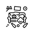 Black line icon for Mess, untidiness and disarray