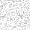 Mess of outline icons house appliance seamless