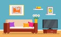 The mess in the room, dirty interior of the living room. cleaning concept for a cleaning company. flat vector