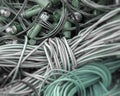 Mess of tangled old-style Christmas lights Royalty Free Stock Photo