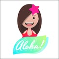 Message Aloha! Head avatar of the girl in bikini.