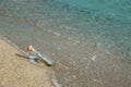 Message in a bottle on the beach seaside Royalty Free Stock Photo