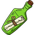 Message in a Bottle Cartoon Colored Clipart Royalty Free Stock Photo