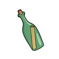 Message in the bottle cartoon illustration on white background Royalty Free Stock Photo