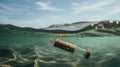 Message In Bottle floating In The Ocean, generative ai