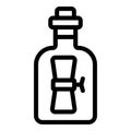 Message bottle icon outline vector. Dark mail lost