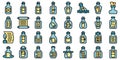 Message in the bottle icons set vector color flat