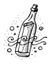 Message in a bottle illustration Royalty Free Stock Photo