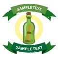 Message in a bottle. Illustration on the pirate theme with ribbon banner Royalty Free Stock Photo