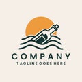 Message Bottle Logo Design Vector Royalty Free Stock Photo