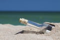 Message in a bottle with sea and the horizon Royalty Free Stock Photo