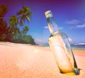 Message Bottle Sending Sea Tropical Information Concept Royalty Free Stock Photo