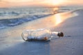 Message in a Bottle at Sunset Royalty Free Stock Photo