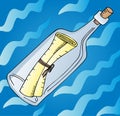 Message in bottle on water Royalty Free Stock Photo