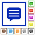 Message box with rows flat framed icons