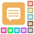 Message box with rows rounded square flat icons
