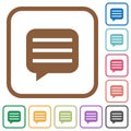 Message box with rows simple icons