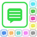 Message box with rows vivid colored flat icons