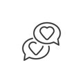 Message bubble with hearts line icon