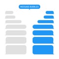 Message bubble for text. Chat or messenger in phone. Box for sms and speech. Interface for social app-talk. Blue and gray template